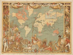 Imperial Federation map of the world showing the extent of the British Empire in 1886