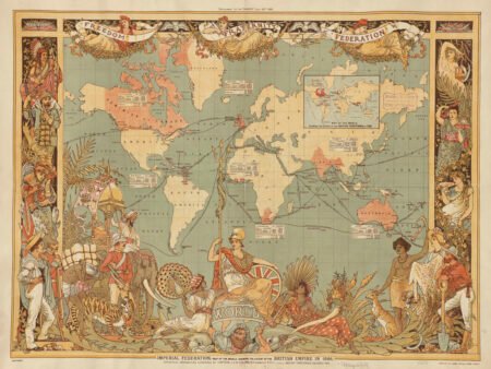 Imperial Federation map of the world showing the extent of the British Empire in 1886